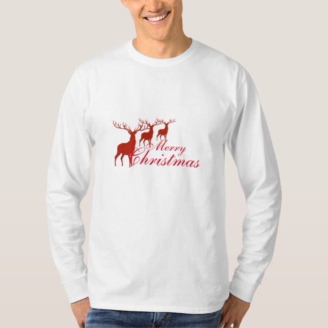 Die frohen Weihnacht-Ren-Shirt der Männer T-Shirt (Vorderseite)