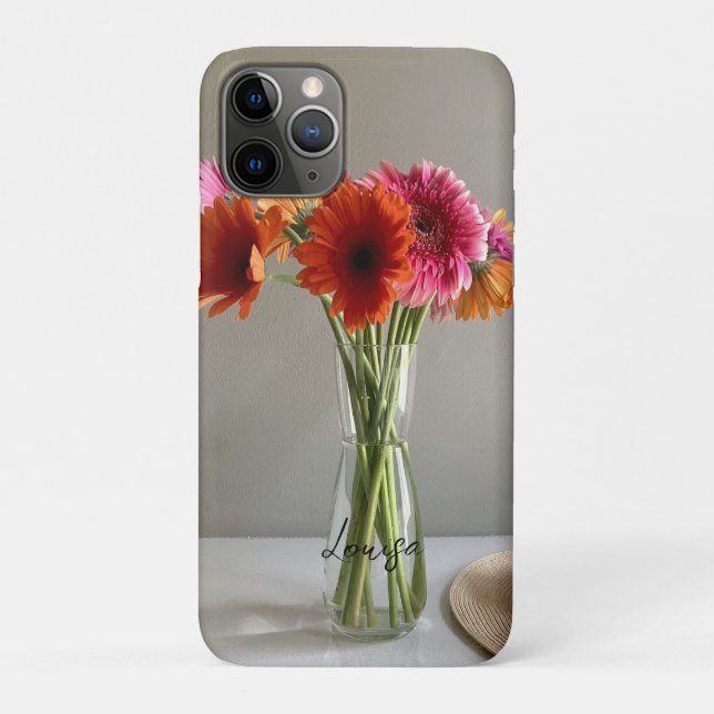Die fröhliche Gerbera Blume + Individuelle Name Case-Mate iPhone Hülle (Rückseite)