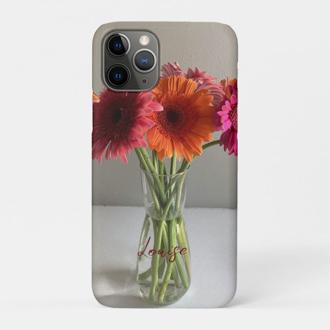 Die fröhliche Gerbera Blume + Individuelle Name Case-Mate iPhone Hülle (Rückseite)