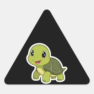 Die fröhliche Schildkröte, die nie überstürzt hat Dreieckiger Aufkleber