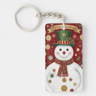 Die fröhliche Schneemann-Rot-Weihnachtsfeier Schlüsselanhänger