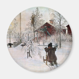 Die Front und das Wasch House im Schnee Magnet