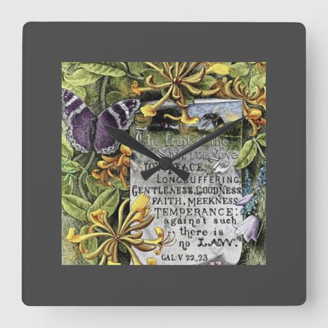 Die Frucht des Geistes  Quadratische Wanduhr (Vorderseite)