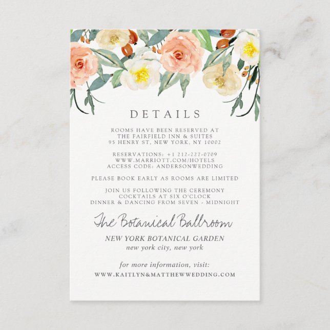 Die Frühlingsblüten Hochzeitskollektion - Details Begleitkarte (Vorderseite)