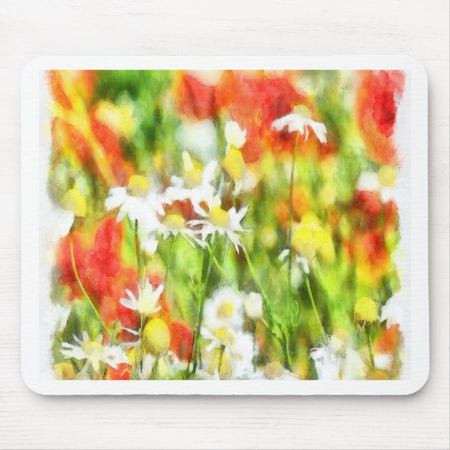 Die Frühlingsfarben auf sonniger Wasserfarbe Mousepad (Vorne)