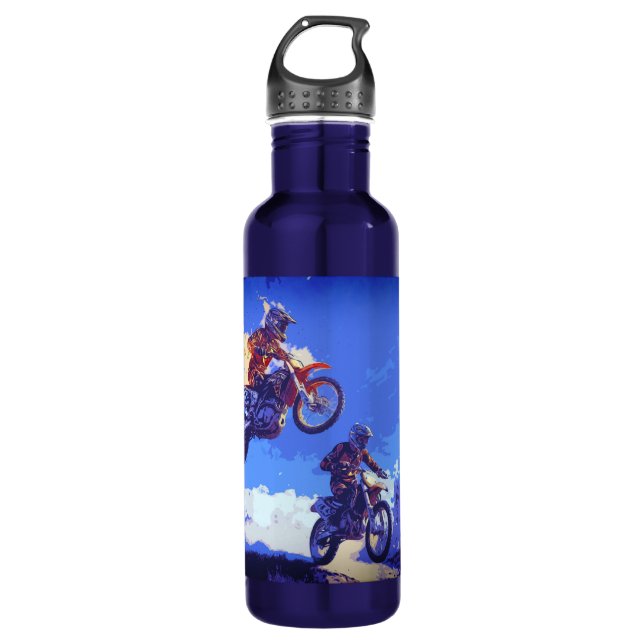 Die Führung übernehmen - Motocross-Rennfahrer Edelstahlflasche (Vorderseite)