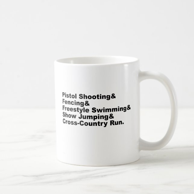 Die fünf Bühnen eines Pentathlons | Shooting Fenci Kaffeetasse (Rechts)