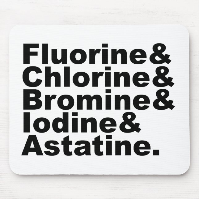Die fünf Halogene der Chemie | Chlorbromin Mousepad (Vorne)