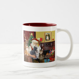 Die fünf Katzen des Weihnachtsmanns Zweifarbige Tasse