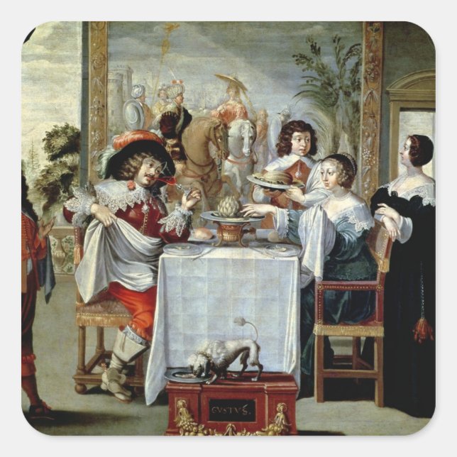 Die fünf Sinne - Geschmack Quadratischer Aufkleber (Vorderseite)