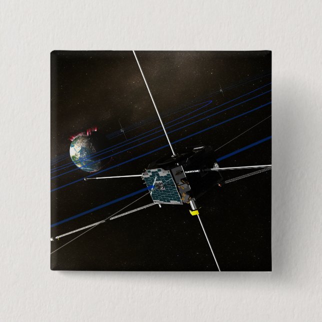 Die fünf THEMIS-Raumsonden im Orbit Button (Vorderseite)