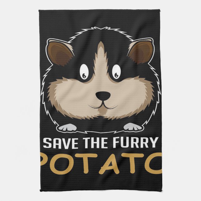 Die Furry Potato gerettet | Geschenke für Guinea Geschirrtuch (Vertikal)