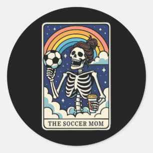Die Fußballmutter-Tarotkarte _1 Runder Aufkleber