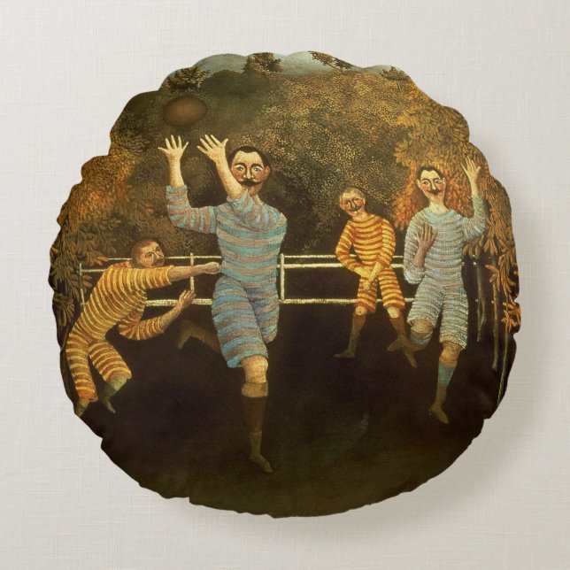 Die Fußballspieler, 1908 (Öl auf Leinwand) Rundes Kissen (Vorderseite)