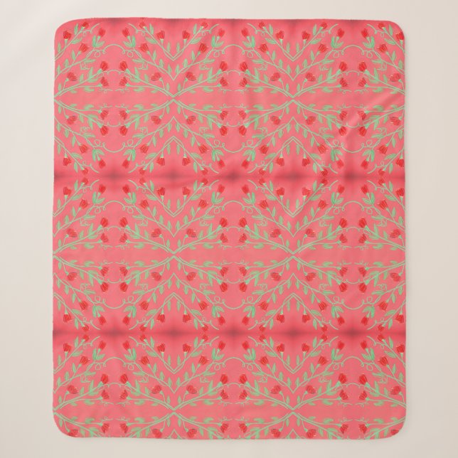 Die Fußmatte ist rot, grün und rosa. Sherpadecke (Vorderseite)