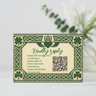 Die gälische QR-Siegel-Hochzeitkarte für RSVP