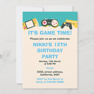 Die Game Time kids Personalisiert Gaming Geburtsta Einladung