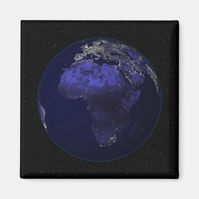 Die ganze Erde in der Nacht zeigt Afrika und Europ Magnet (Vorne)