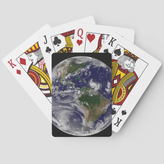 Die ganze Erde mit tropischen Stürmen im Atlantik Spielkarten (Rückseite)