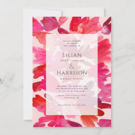 Die ganze Liebe Watercolor Pink Red Wedding Einladung