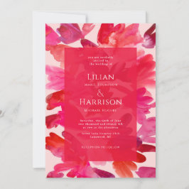 Die ganze Liebe Watercolor Pink Red Wedding Einladung