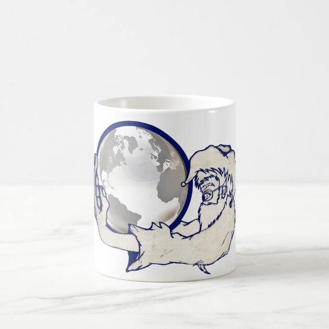 die ganze Welt in Affenhand Kaffeetasse (Mittel)
