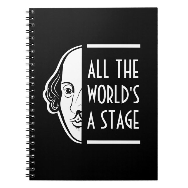 Die ganze Welt ist eine Bühne Shakespeares Zitat Notizblock (Vorderseite)