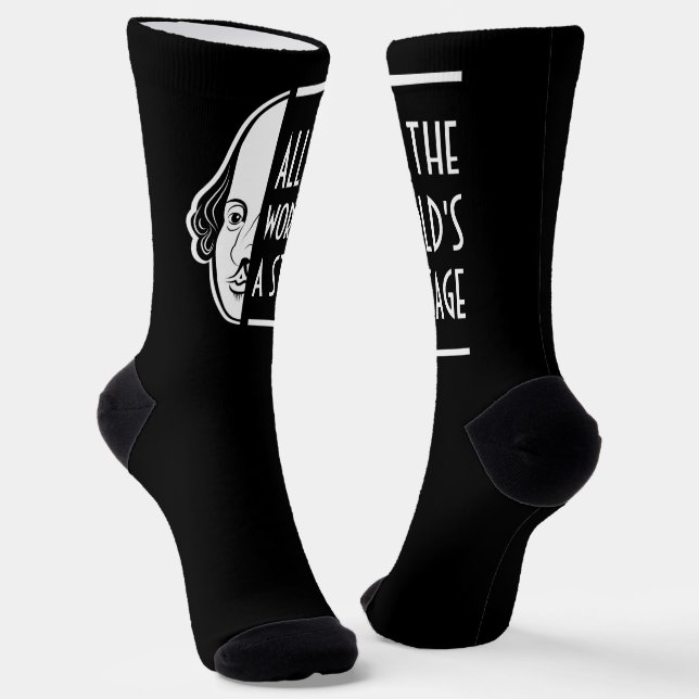 Die ganze Welt ist eine Bühne Shakespeares Zitat Socken (Gewinkelt)