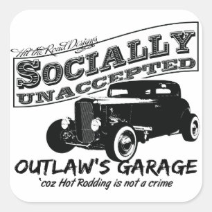 Die Garage des Geächteten. Sozial unaccepted Quadratischer Aufkleber