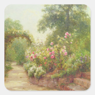 Die Garten-Schritte Quadratischer Aufkleber