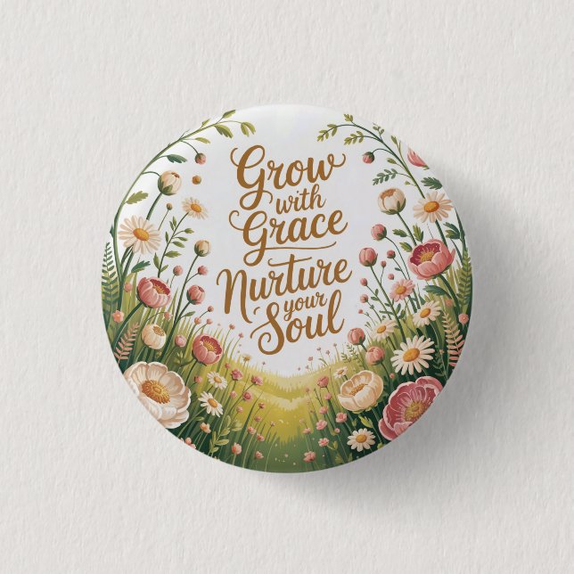 Die Gartenwegszene wächst mit einem guten Zitat Button (Vorderseite)