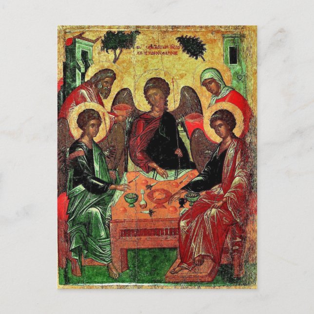 Die Gastfreundschaft des Christlichen Ikons Abraha Postkarte (Vorderseite)