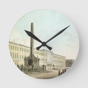 Die Gebäude der Verfasser, Kalkutta, überziehen  Runde Wanduhr