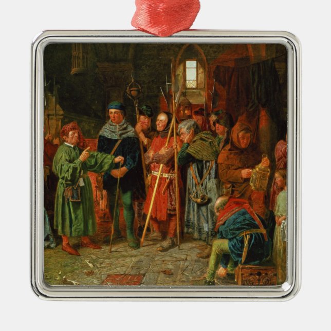 Die Gebühr des Dogberrys zur Uhr Silbernes Ornament (Vorne)