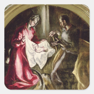 Die Geburt Christi, 1587-1614 Quadratischer Aufkleber