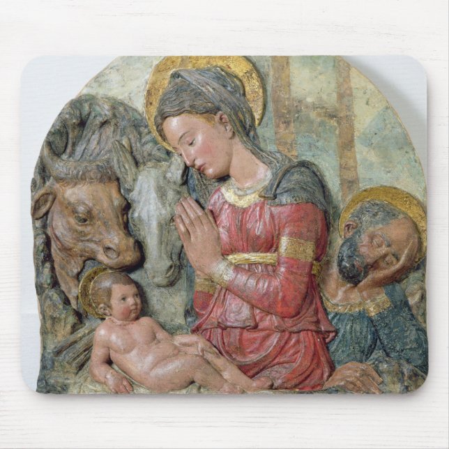 Die Geburt Christi, c.1460 (gemalte Terrakotta) Mousepad (Vorne)