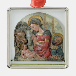 Die Geburt Christi, c.1460 (gemalte Terrakotta) Silbernes Ornament