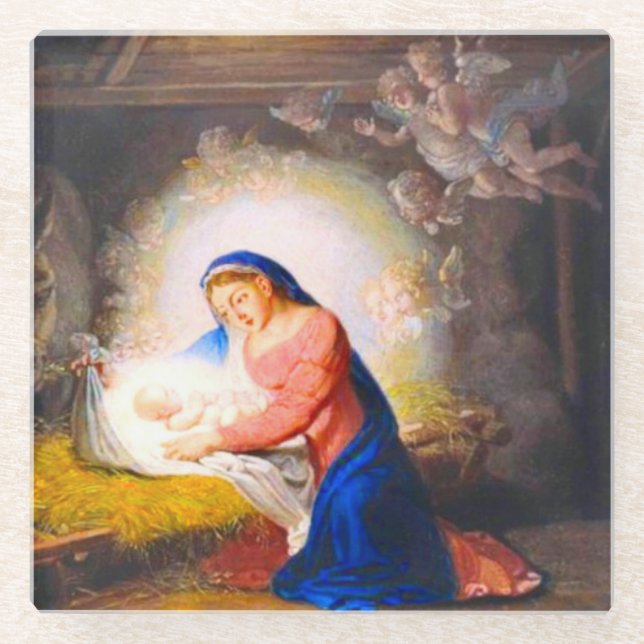 Die Geburt Christi Glasuntersetzer (Vorderseite)