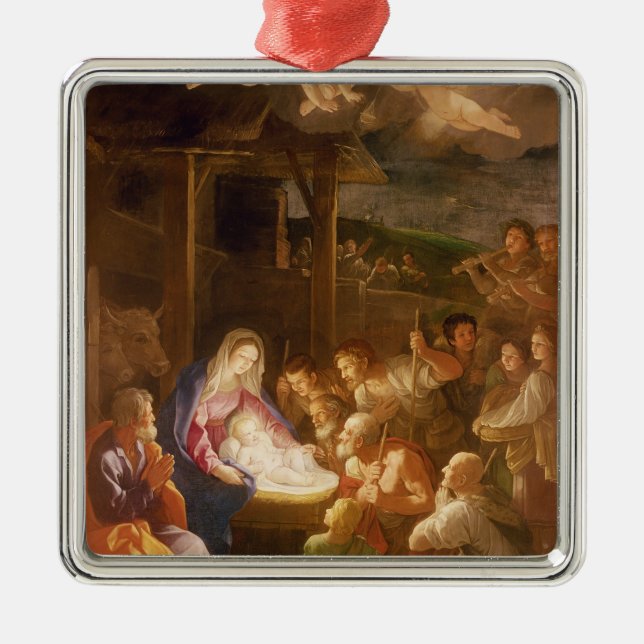 Die Geburt Christi nachts, 1640 Ornament Aus Metall (Vorne)