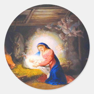 Die Geburt Christi Runder Aufkleber
