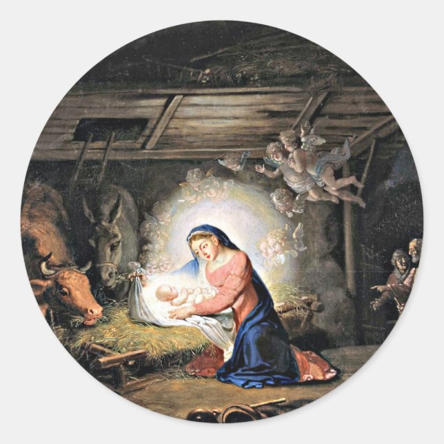 Die Geburt Christi - Wladimir Borovikowski Runder Aufkleber (Vorderseite)