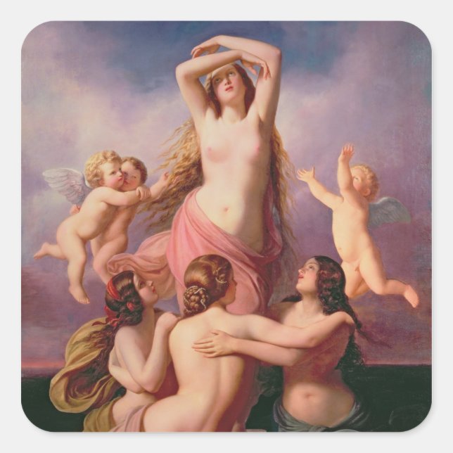 Die Geburt der Venus, 1846 Quadratischer Aufkleber (Vorderseite)