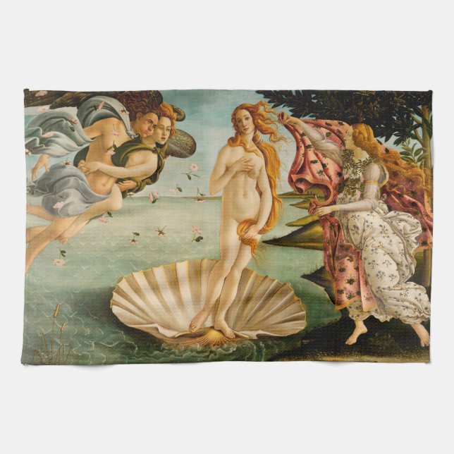 Die Geburt der Venus | Botticelli Geschirrtuch (Horizontal)