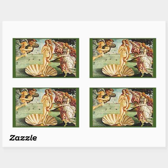 Die Geburt der Venus durch Botticelli, die schöne  Rechteckiger Aufkleber (Blatt)