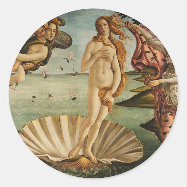 Die Geburt der Venus - Sandro Botticelli Runder Aufkleber (Vorderseite)
