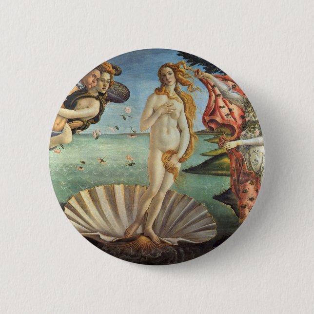 Die Geburt der Venus von Sandro Botticelli Button (Vorderseite)