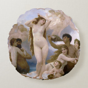 Die Geburt der Venus von William-Adolphe Bouguerea Rundes Kissen