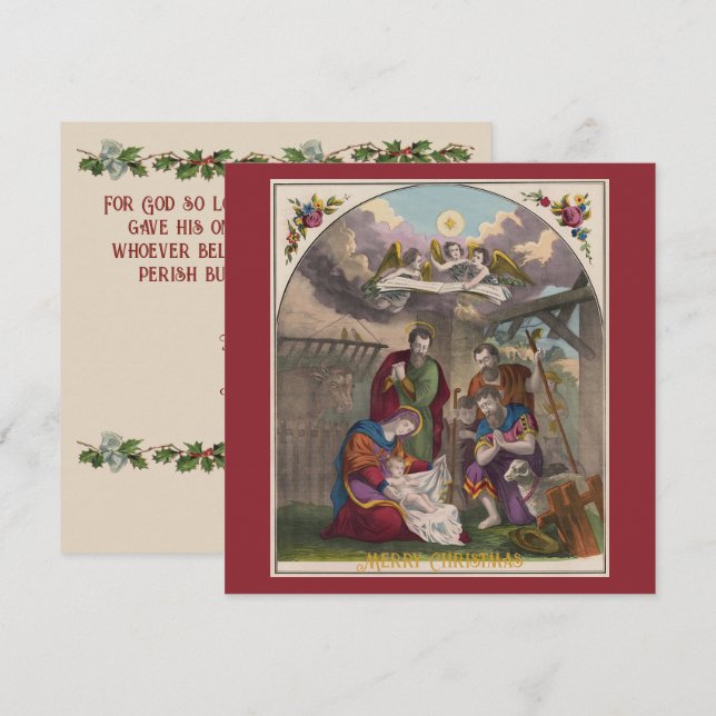 Die Geburt Jesu Christi-Flachkarte Feiertagskarte (Vorne/Hinten)