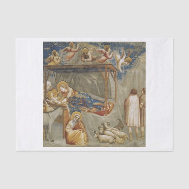 Die Geburt Jesu Christi von Giotto Seidenpapier (Vorderseite)
