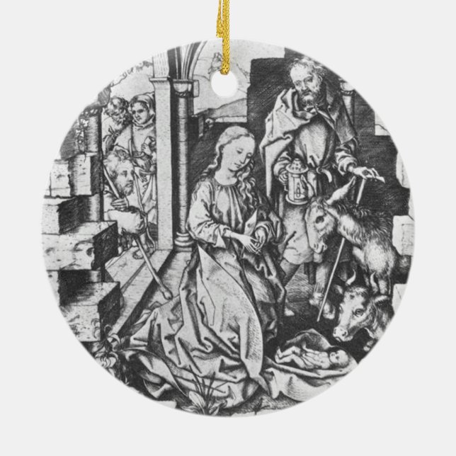 Die Geburt Jesu (von Martin Schongauer) Keramik Ornament (Hinten)